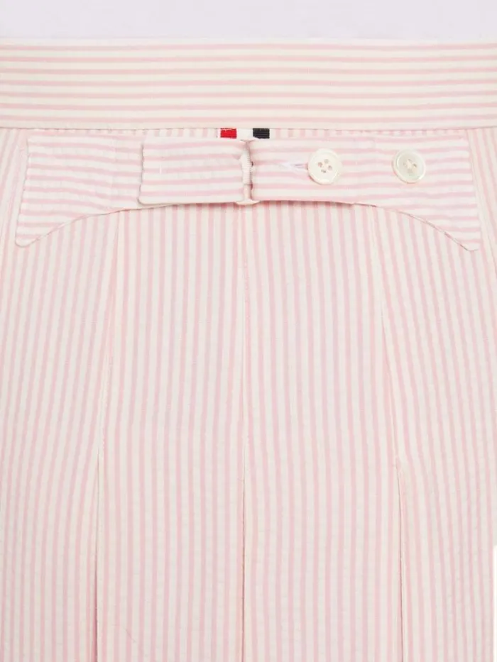 Thom Browne Wool Seersucker Knee Length Backstrap Pleated Skirt Light Pink Men Trousers
