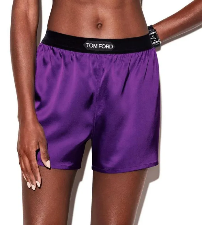 Tom Ford Bottoms STRETCH SILK SATIN BOXER SHORTS Amethyst 8211 Women Tom Ford Bottoms STRETCH SILK SATIN BOXER SHORTS Amethyst 8211 Women