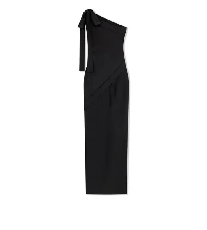 Tom Ford Dresses FLUID DOUBLEFACED SATIN ONE SHOULDER DRESS Black 8211 Women