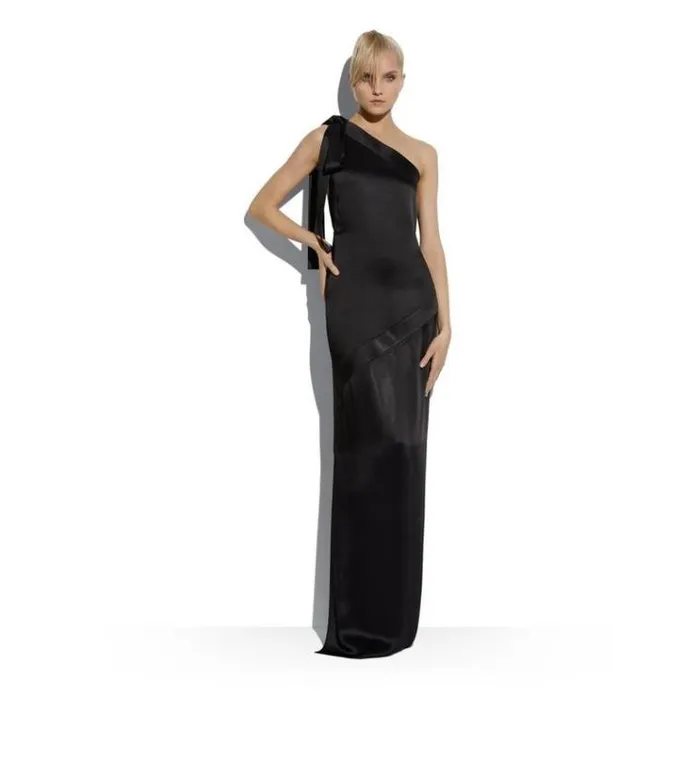 Tom Ford Dresses FLUID DOUBLEFACED SATIN ONE SHOULDER DRESS Black 8211 Women Tom Ford Dresses FLUID DOUBLEFACED SATIN ONE SHOULDER DRESS Black 8211 Women