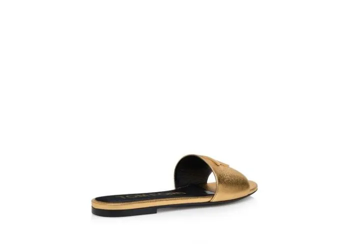Tom Ford Flats NAPPA LEATHER TF SLIDE Gold 8211 Women Tom Ford Flats NAPPA LEATHER TF SLIDE Gold 8211 Women