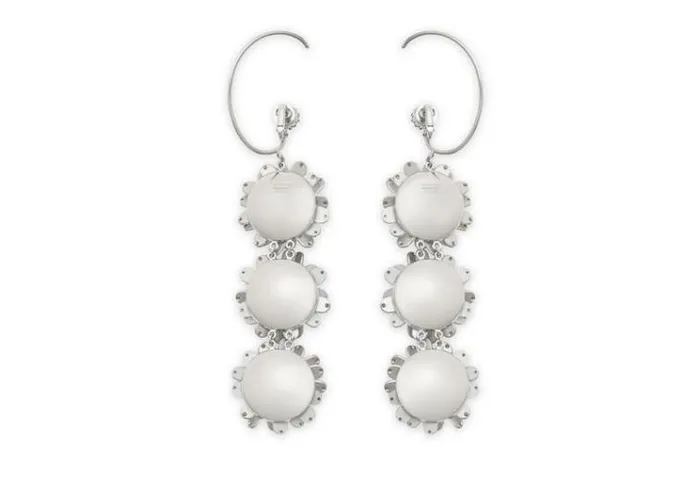 Tom Ford Jewelry BRASS AND CRYSTAL FLOWER EARRINGS Silver Crystal 8211 Women Tom Ford Jewelry BRASS AND CRYSTAL FLOWER EARRINGS Silver Crystal 8211 Women