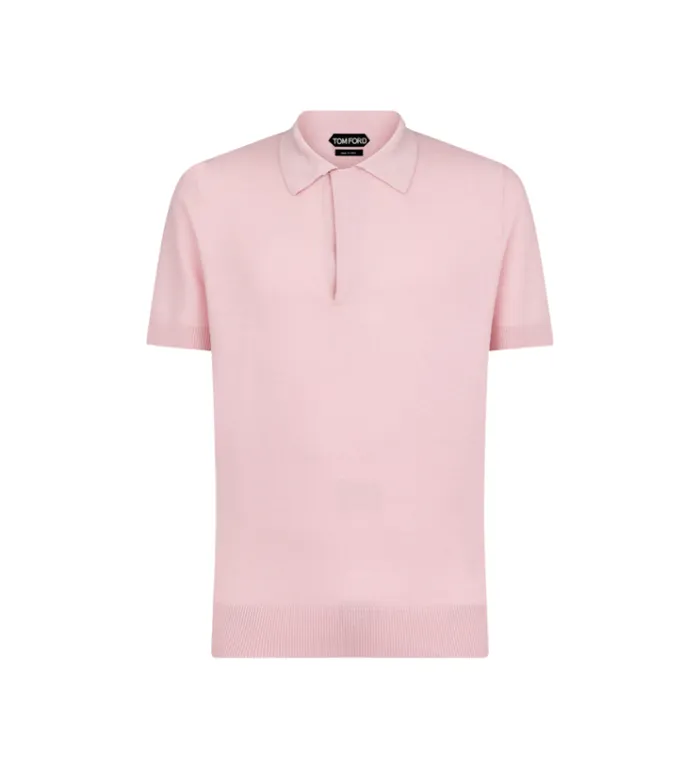 Tom Ford Knitwear SILK COTTON TEXTURED POLO 8211 Men