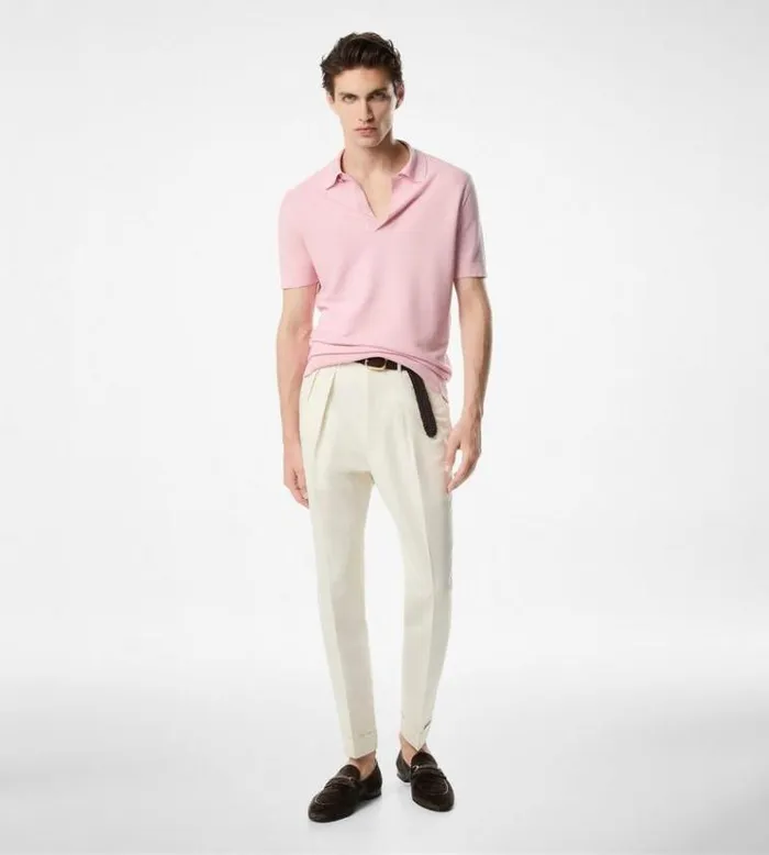 Tom Ford Knitwear SILK COTTON TEXTURED POLO 8211 Men Tom Ford Knitwear SILK COTTON TEXTURED POLO 8211 Men