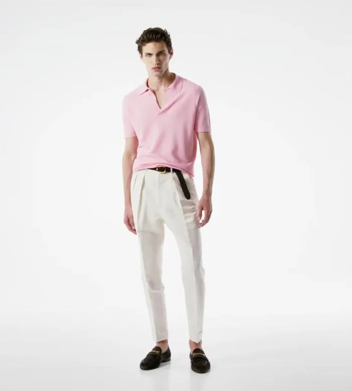 Tom Ford Knitwear SILK COTTON TEXTURED POLO 8211 Men Tom Ford Knitwear SILK COTTON TEXTURED POLO 8211 Men