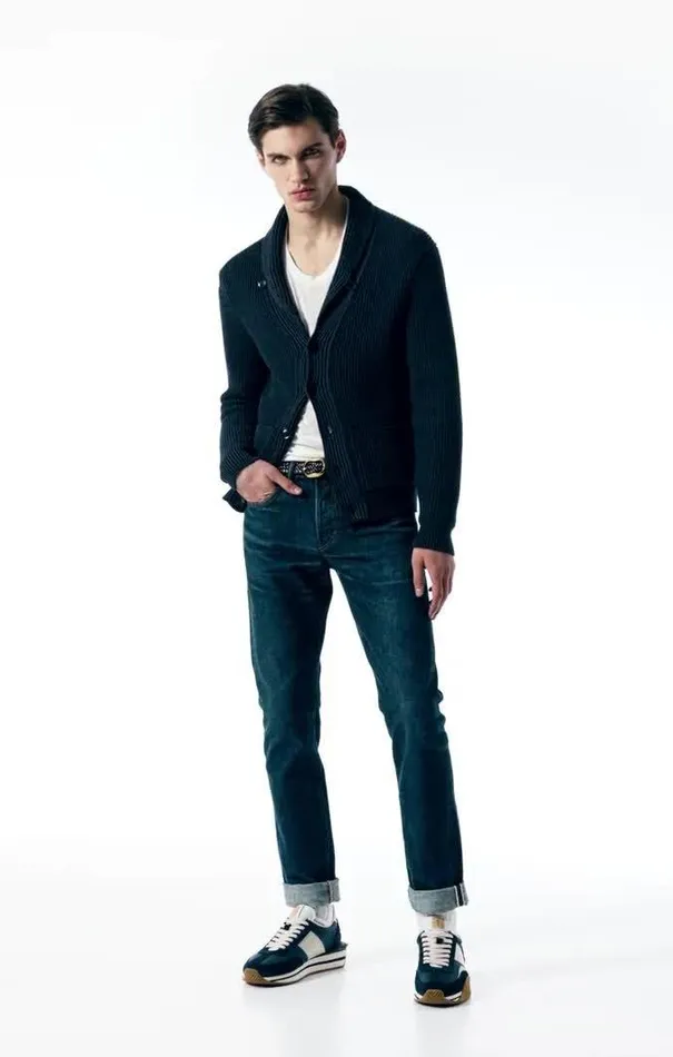 Tom Ford Knitwear SILK MERINO SHAWL COLLAR CARDIGAN Midnight Blue 8211 Men Tom Ford Knitwear SILK MERINO SHAWL COLLAR CARDIGAN Midnight Blue 8211 Men