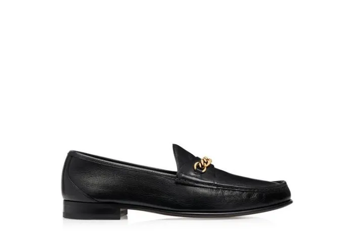 Tom Ford Loafers GRAIN LEATHER YORK CHAIN LOAFER Black 8211 Men