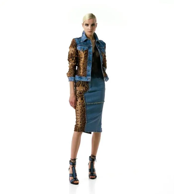 Tom Ford Outerwear DENIM and CALF HAIR JEAN JACKET Indigo Beigebrown 8211 Women Tom Ford Outerwear DENIM and CALF HAIR JEAN JACKET Indigo Beigebrown 8211 Women