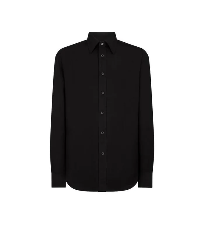 Tom Ford Shirts ENZYMED SILK POPLIN SLIM FIT SHIRT Black 8211 Men
