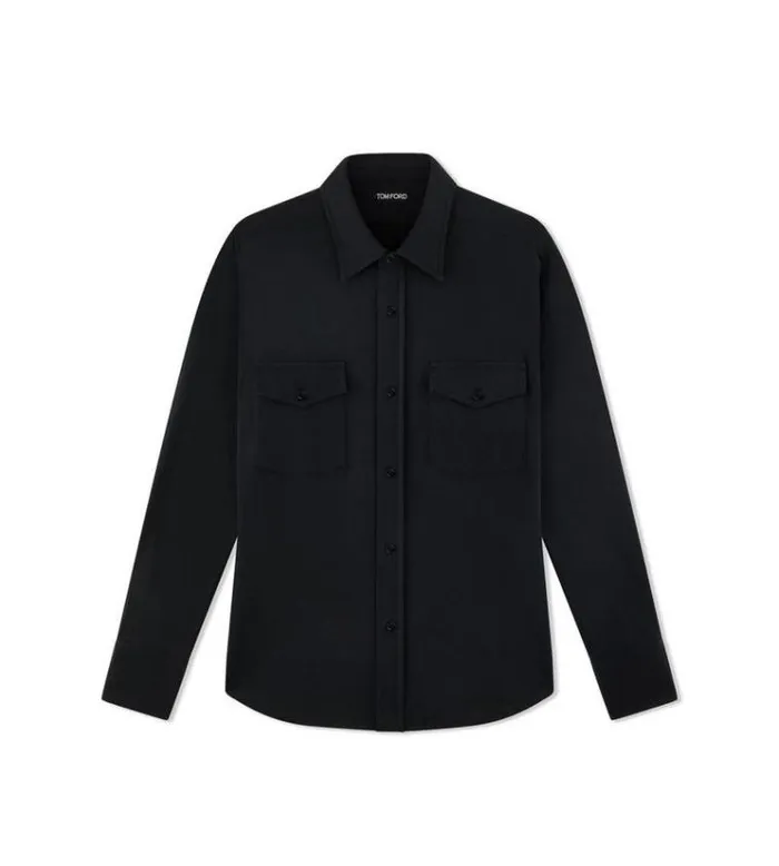 Tom Ford Shirts SILK COTTON BLEND SHIRT Black 8211 Men