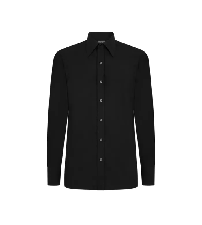 Tom Ford Shirts SILK PARACHUTE SLIM FIT SHIRT Black 8211 Men