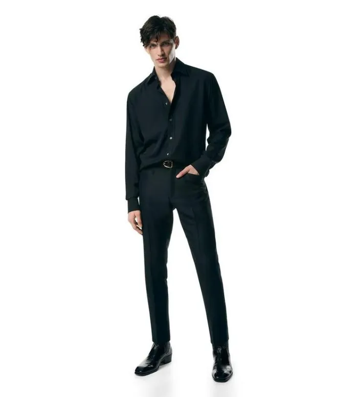 Tom Ford Shirts SILK PARACHUTE SLIM FIT SHIRT Black 8211 Men Tom Ford Shirts SILK PARACHUTE SLIM FIT SHIRT Black 8211 Men