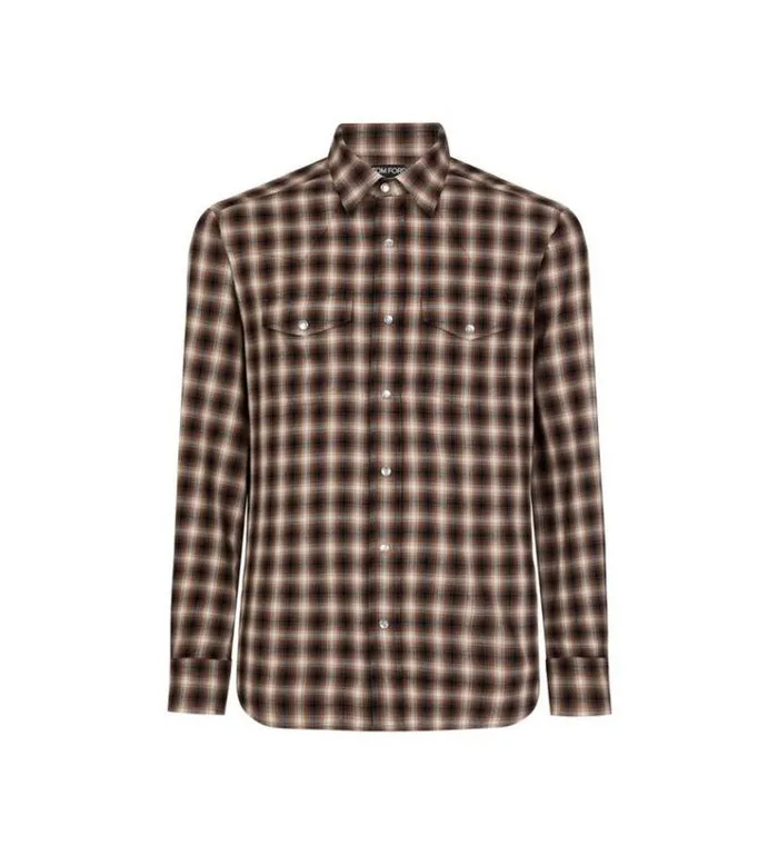 Tom Ford Shirts WESTERN CHECK SHIRT Combo Brown 8211 Men