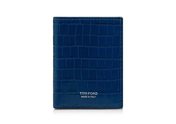 Tom Ford Small Leather Goods GLOSSY PRINTED CROC FOLDING CARDHOLDER 8211 Men