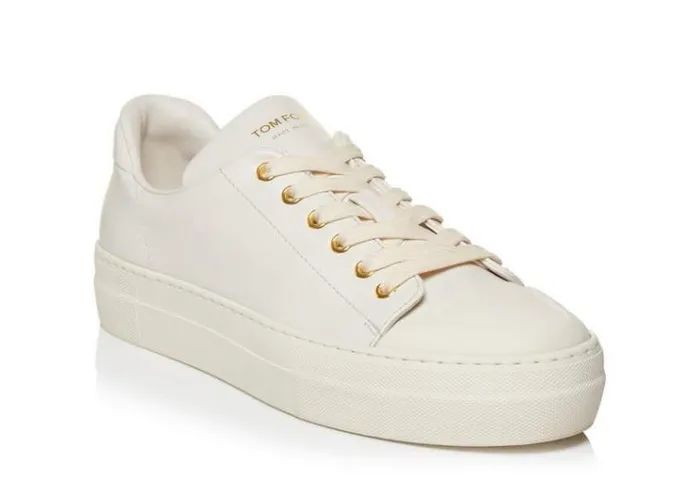 Tom Ford Sneakers SMOOTH LEATHER CITY LOW TOP SNEAKERS Chalk 8211 Women