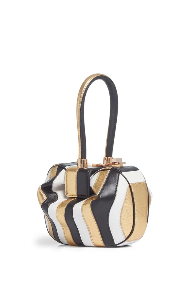 Top Handles Women Gabriela Hearst Nina Bag In Gold Black and Ivory Stripes Nappa Leather Top Handles Women Gabriela Hearst Nina Bag In Gold Black and Ivory Stripes Nappa Leather