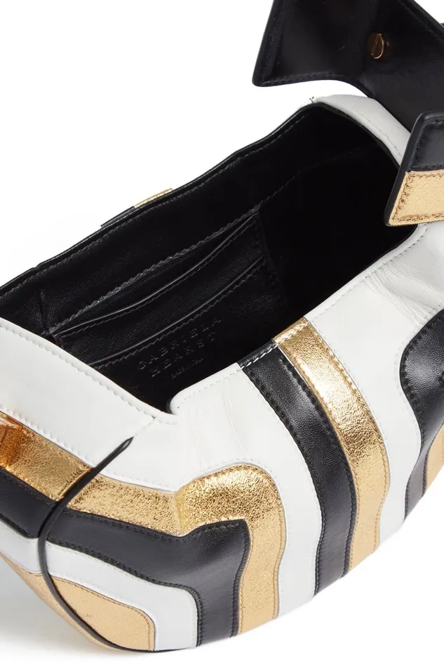 Top Handles Women Gabriela Hearst Nina Bag In Gold Black and Ivory Stripes Nappa Leather
