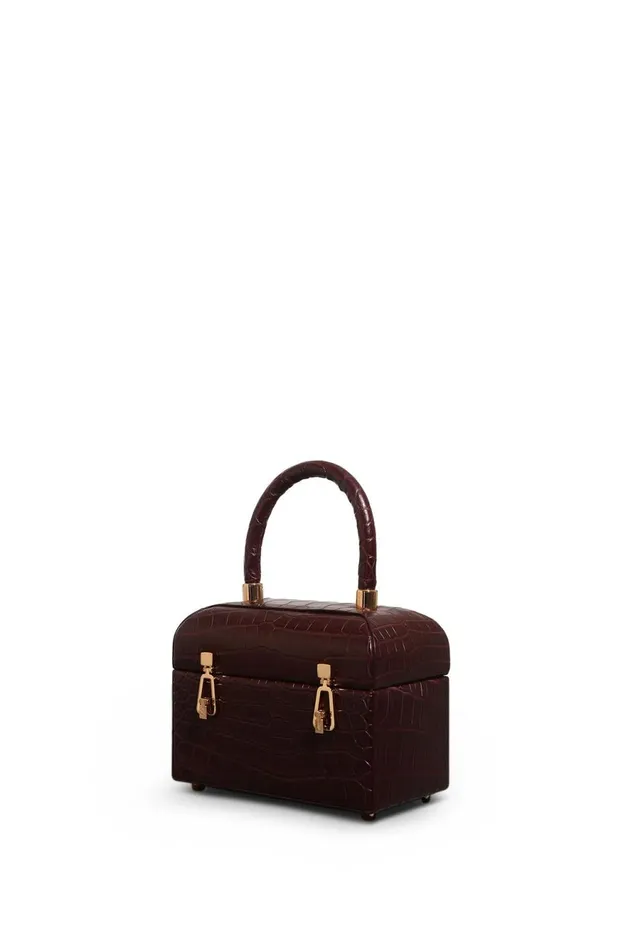 Top Handles Women Gabriela Hearst Patsy Bag In Bordeaux Crocodile Leather