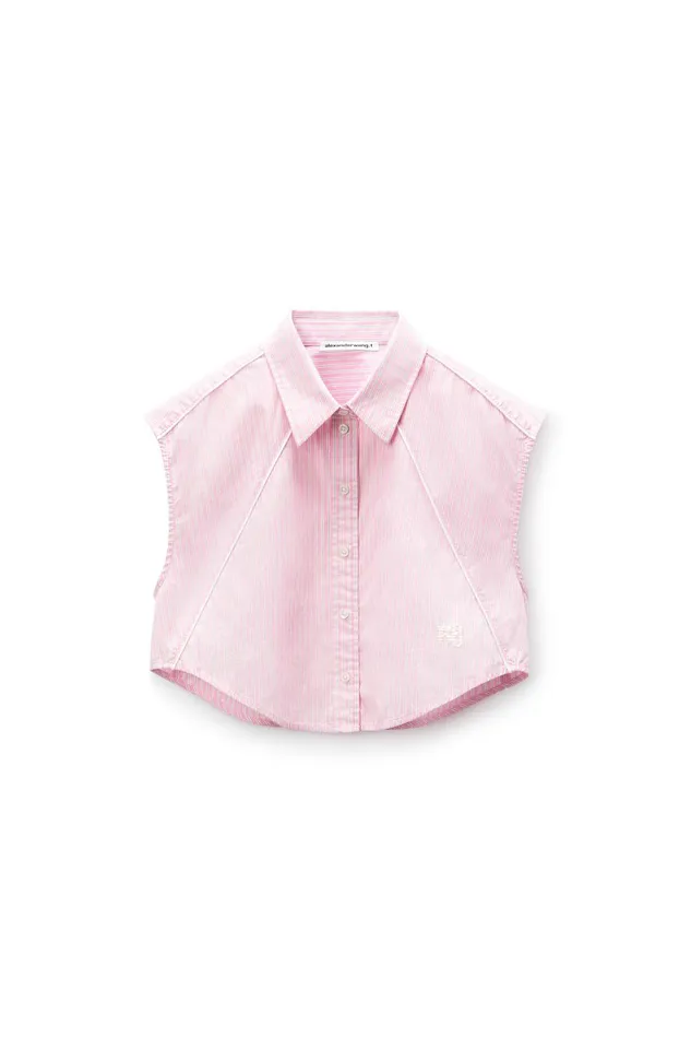 Tops and Shirts Women Alexander Wang Cropped Sleeveless ButtonUp Shirt In Cotton