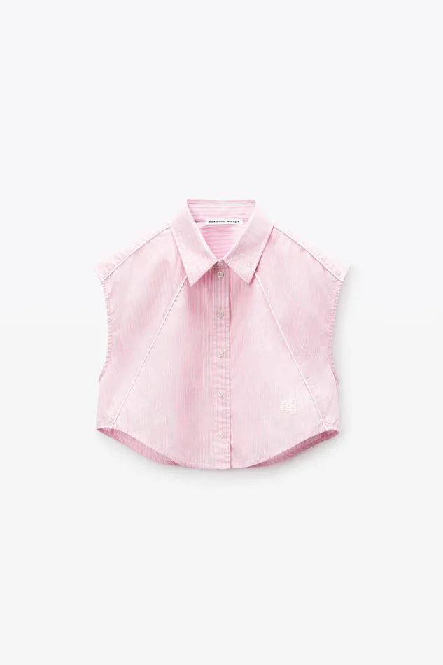 Tops and Shirts Women Alexander Wang Cropped Sleeveless ButtonUp Shirt In Cotton