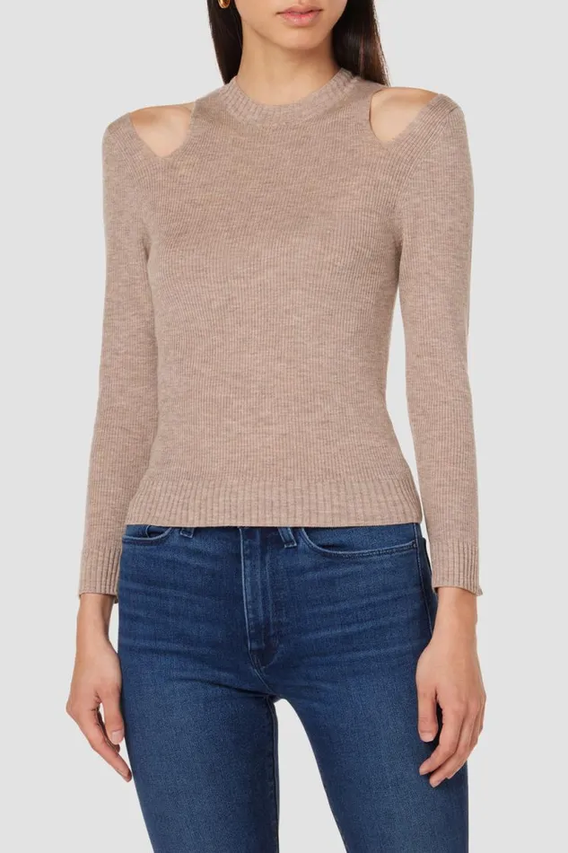 Tops and Sweaters Women Hudson Jeans Cut Out Long Sleeve Sweater Oatmeal