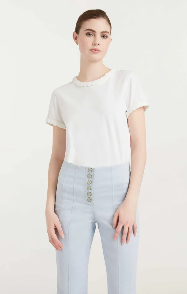 Tops Cinq Sept Women Braided Tee White