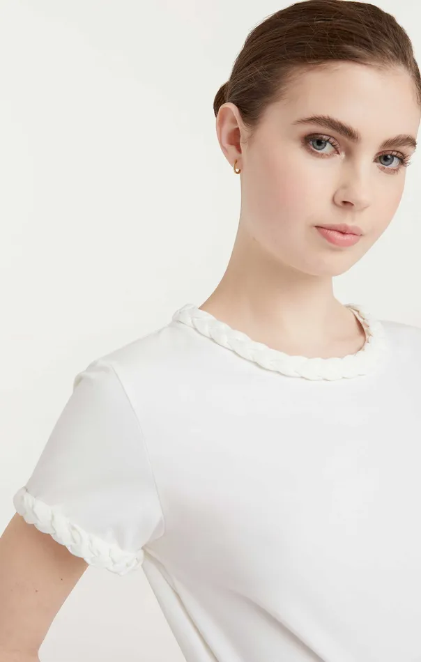 Tops Cinq Sept Women Braided Tee White