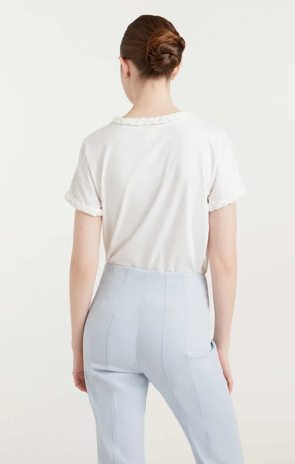 Tops Cinq Sept Women Braided Tee White