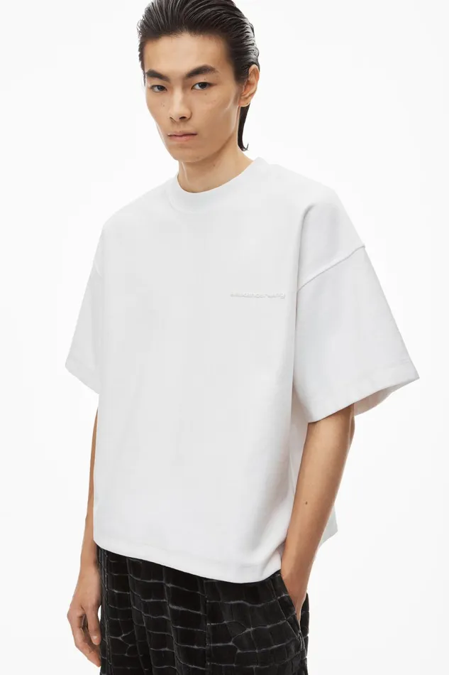 Tops Men Alexander Wang Puffed Logo Oversize Tee In Cotton
