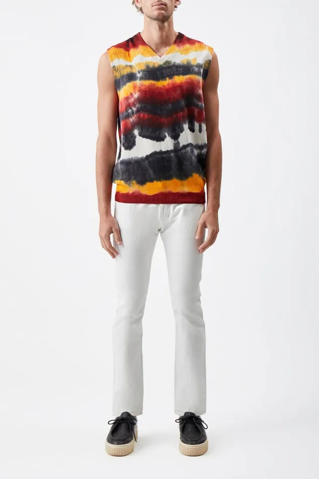 Tops Men Gabriela Hearst Fielding Knit Vest In Fire Tie Dye Cashmere