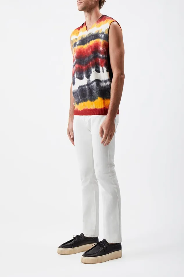Tops Men Gabriela Hearst Fielding Knit Vest In Fire Tie Dye Cashmere