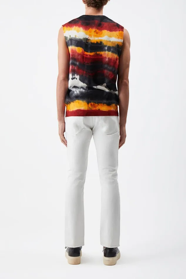 Tops Men Gabriela Hearst Fielding Knit Vest In Fire Tie Dye Cashmere
