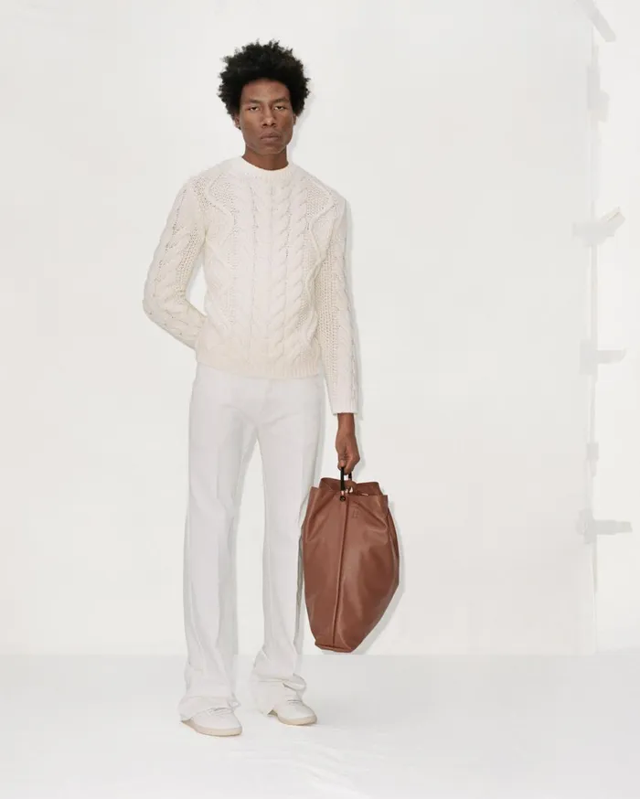 Tops Men Gabriela Hearst Geoffrey Knit Sweater In Ivory Cashmere