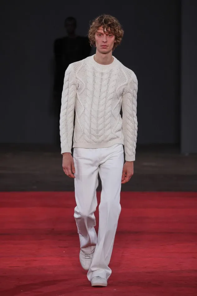 Tops Men Gabriela Hearst Geoffrey Knit Sweater In Ivory Cashmere