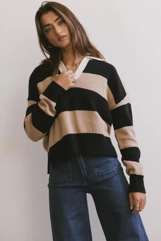 Tops Women Bohme Akari Striped Sweater In Camel Camel