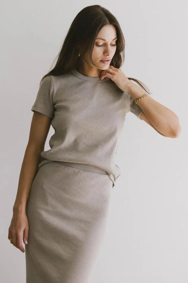 Tops Women Bohme Calais Ribbed Top In Taupe Taupe