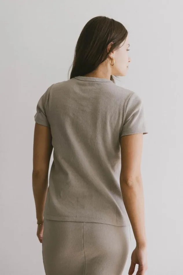 Tops Women Bohme Calais Ribbed Top In Taupe Taupe