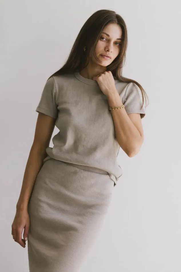 Tops Women Bohme Calais Ribbed Top In Taupe Taupe
