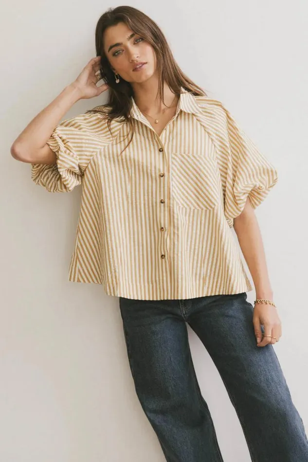 Tops Women Bohme Callum Button Up In Mustard Mustard