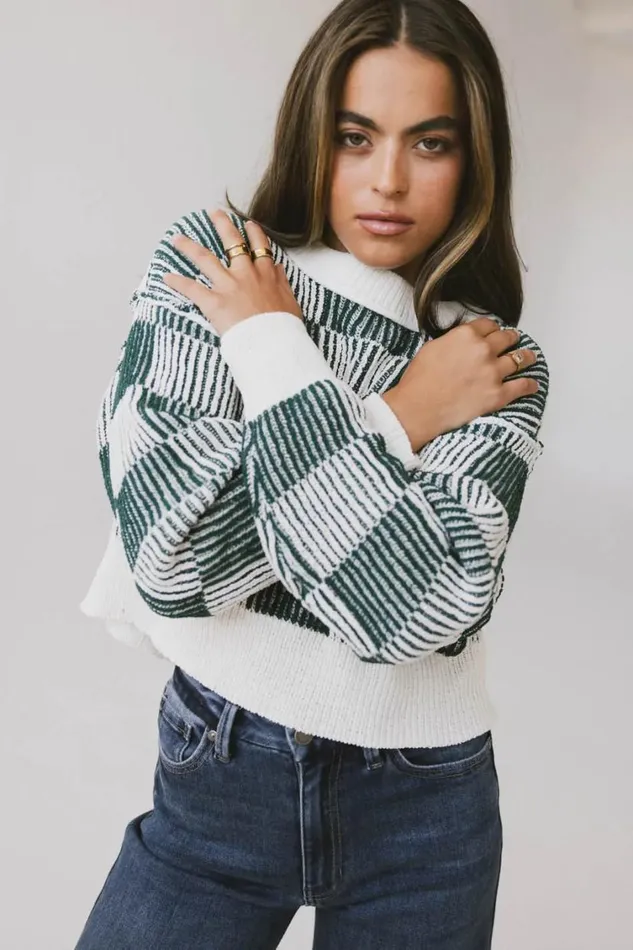 Tops Women Bohme Cielo Checkered Sweater In Green Green