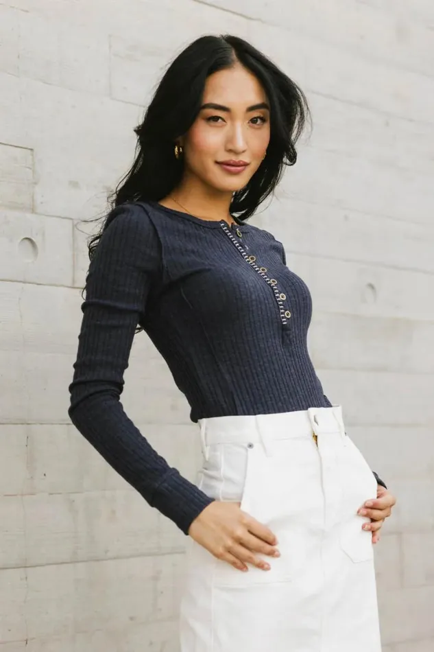 Tops Women Bohme Emmilianne Ribbed Top In Navy Navy