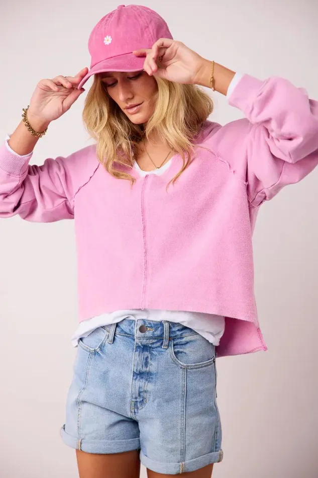 Tops Women Bohme Exposed Seam Sweatshirt In Pink Pink