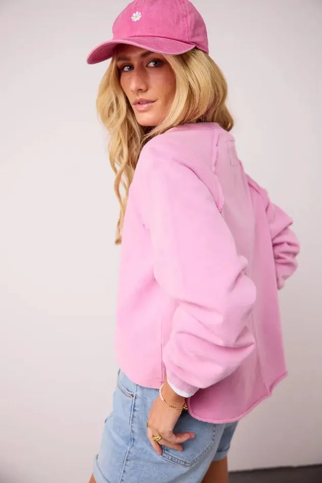 Tops Women Bohme Exposed Seam Sweatshirt In Pink Pink