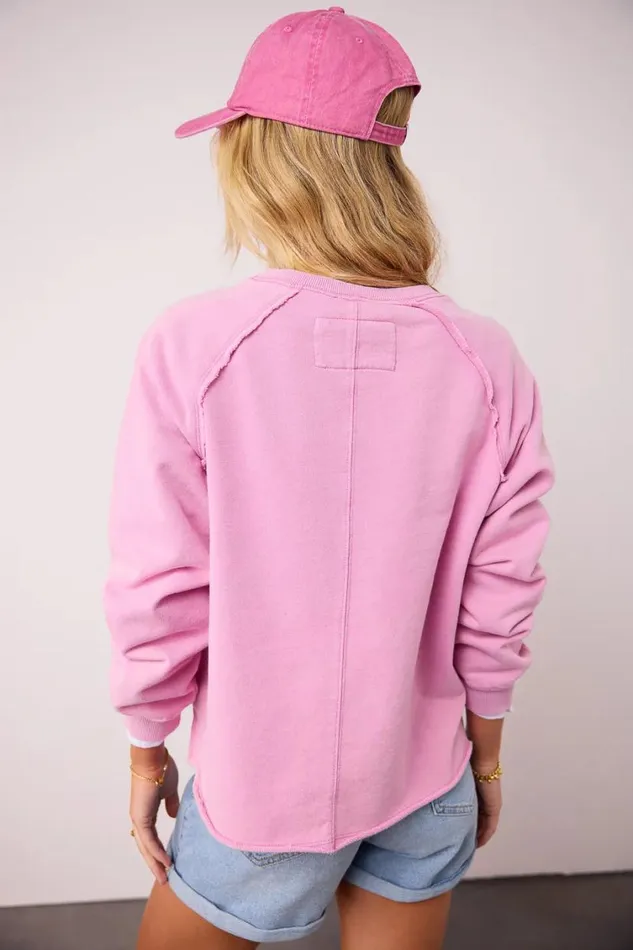 Tops Women Bohme Exposed Seam Sweatshirt In Pink Pink