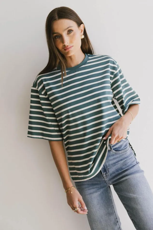 Tops Women Bohme Freddie Striped Tee In Teal Teal