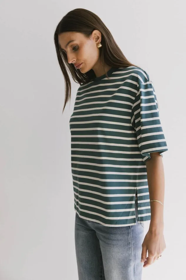 Tops Women Bohme Freddie Striped Tee In Teal Teal