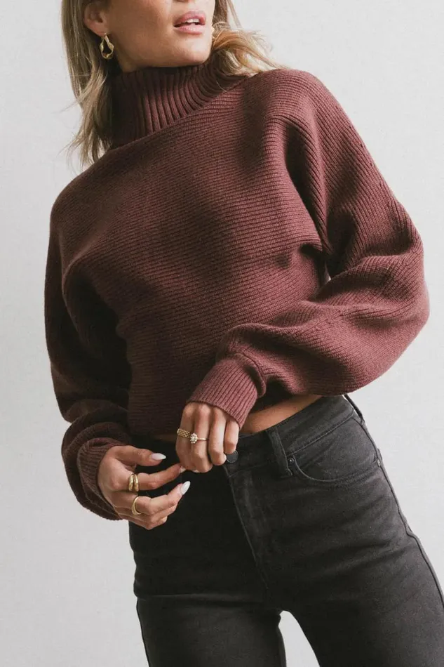 Tops Women Bohme Gracelyn Turtleneck Sweater In Redbrown Redbrown