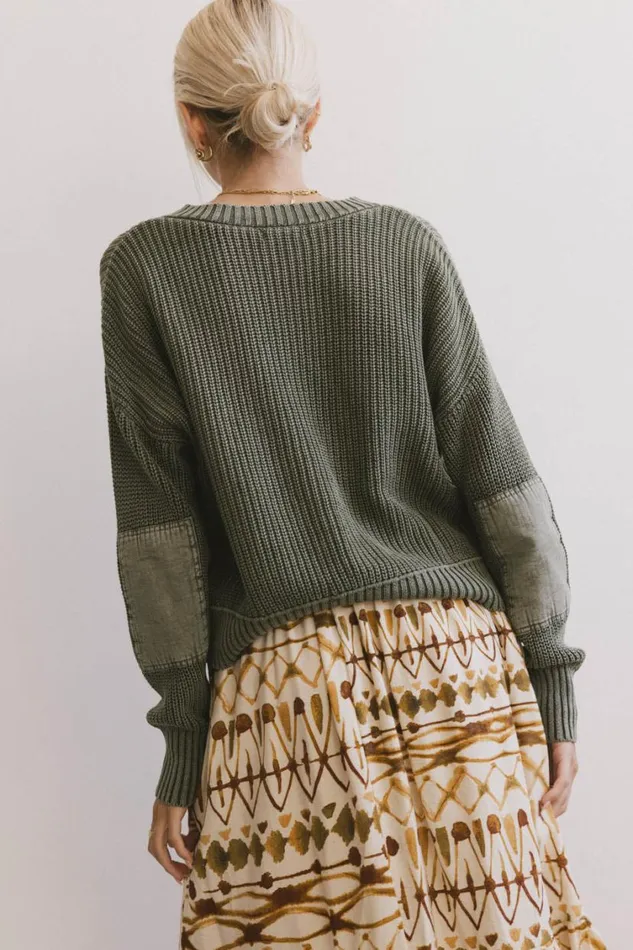 Tops Women Bohme Inda Henley Sweater In Olive Olive