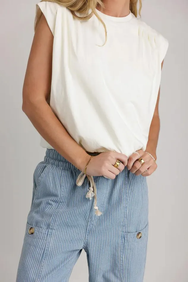 Tops Women Bohme Kaidence Muscle Tee In Ivory 8211 FINAL SALE Ivory