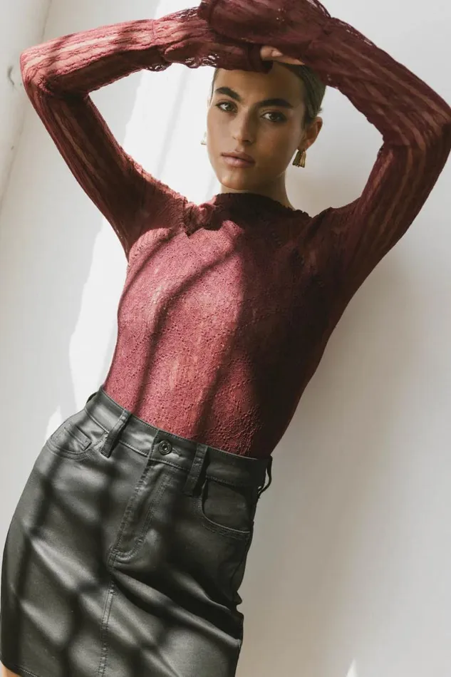Tops Women Bohme Linnea Lace Top In Burgundy Burgundy